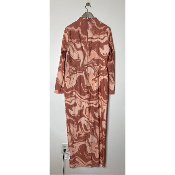 ASOS DESIGN Structured Pink Swirl Print Maxi Dress Seam Detail Size 12 - Picture 7 of 8